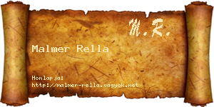 Malmer Rella névjegykártya
